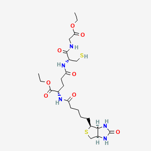 molecular formula C24H39N5O8S2 B13420074 ethyl (2S)-2-[5-[(3aS,4S,6aR)-2-oxo-1,3,3a,4,6,6a-hexahydrothieno[3,4-d]imidazol-4-yl]pentanoylamino]-5-[[(2R)-1-[(2-ethoxy-2-oxoethyl)amino]-1-oxo-3-sulfanylpropan-2-yl]amino]-5-oxopentanoate 