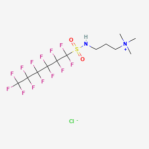 molecular formula C12H16F13N2O2S.Cl<br>C12H16ClF13N2O2S B13420285 Trimethyl-3-(((tridecafluorohexyl)sulphonyl)amino)propylammonium chloride CAS No. 52166-82-2