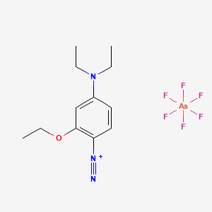 molecular formula C12H18AsF6N3O B13420366 Benzenediazonium, 4-(diethylamino)-2-ethoxy-, hexafluoroarsenate(1-) CAS No. 63217-33-4