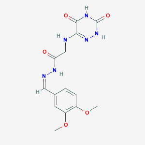 molecular formula C14H16N6O5 B13420375 N-(2,3,4,5-Tetrahydro-3,5-dioxo-1,2,4-triazin-6-yl)Glycine [(3,4-dimethoxyphenyl)methylene]hydrazide 