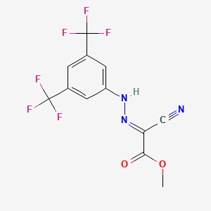 molecular formula C12H7F6N3O2 B13420382 Acetic acid, ((3,5-bis(trifluoromethyl)phenyl)hydrazono)cyano-, methyl ester CAS No. 36865-54-0
