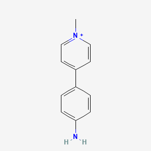 molecular formula C12H13N2+ B13420445 Pyridinium, 4-(4-aminophenyl)-1-methyl- CAS No. 46311-40-4