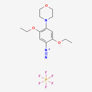 molecular formula C14H20F6N3O3P B13420531 Benzenediazonium, 2,5-diethoxy-4-(4-morpholinyl)-, hexafluorophosphate(1-) CAS No. 4255-94-1