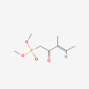 molecular formula C8H15O4P B13420813 Phosphonic acid, (3-methyl-2-oxo-3-pentenyl)-, dimethyl ester, (E)- 