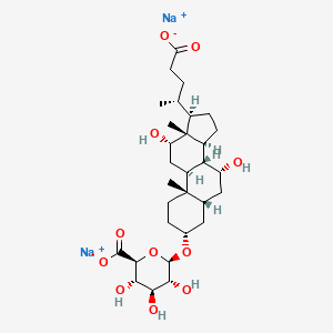 molecular formula C30H46Na2O11 B13420957 disodium;(2S,3S,4S,5R,6R)-6-[[(3R,5R,7R,8R,9S,10S,12S,13R,14S,17R)-17-[(2R)-4-carboxylatobutan-2-yl]-7,12-dihydroxy-10,13-dimethyl-2,3,4,5,6,7,8,9,11,12,14,15,16,17-tetradecahydro-1H-cyclopenta[a]phenanthren-3-yl]oxy]-3,4,5-trihydroxyoxane-2-carboxylate 