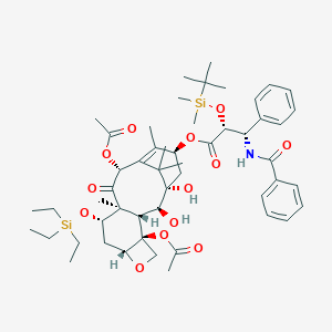 molecular formula C52H75NO13Si2 B134211 [(1S,2S,3R,4S,7R,9S,10S,12R,15S)-4,12-Diacetyloxy-1,2-dihydroxy-10,14,17,17-tetramethyl-11-oxo-9-triethylsilyloxy-6-oxatetracyclo[11.3.1.03,10.04,7]heptadec-13-en-15-yl] (2R,3S)-3-benzamido-2-[tert-butyl(dimethyl)silyl]oxy-3-phenylpropanoate CAS No. 162459-94-1