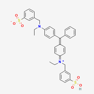 molecular formula C37H36N2O6S2 B13421315 3-[[Ethyl-[4-[[4-[ethyl-[(3-sulfophenyl)methyl]amino]phenyl]-phenylmethylidene]cyclohexa-2,5-dien-1-ylidene]azaniumyl]methyl]benzenesulfonate CAS No. 6638-02-4