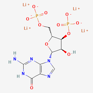 molecular formula C10H11Li4N5O11P2 B13421476 Guanosine 3',5'-Diphosphate Tetralithium Salt 