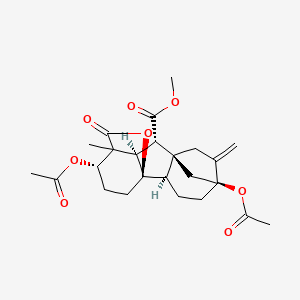molecular formula C24H30O8 B13421559 methyl (1R,2R,5S,8S,9S,10R,12S)-5,12-diacetyloxy-11-methyl-6-methylidene-16-oxo-15-oxapentacyclo[9.3.2.15,8.01,10.02,8]heptadecane-9-carboxylate 