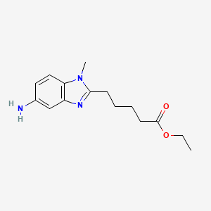 molecular formula C15H21N3O2 B13421616 1H-Benzimidazole-2-pentanoic acid, 5-amino-1-methyl-, ethyl ester CAS No. 3543-77-9