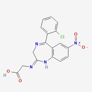 molecular formula C17H13ClN4O4 B13421761 N-[5-(2-Chlorophenyl)-7-nitro-3H-1,4-benzodiazepin-2-yl]glycine CAS No. 61198-00-3