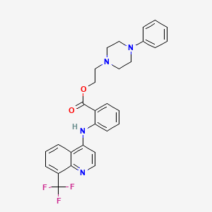 molecular formula C29H27F3N4O2 B13421817 Piperazineethanol, 4-phenyl-, N-(8-trifluoromethyl-4-quinolyl)anthranilate CAS No. 55300-49-7