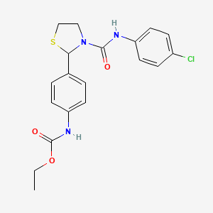 molecular formula C19H20ClN3O3S B13421838 ethyl N-[4-[3-[(4-chlorophenyl)carbamoyl]-1,3-thiazolidin-2-yl]phenyl]carbamate CAS No. 84832-94-0