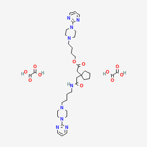 molecular formula C37H55N9O11 B13421896 Oxalic acid;4-(4-pyrimidin-2-ylpiperazin-1-yl)butyl 2-[1-[2-oxo-2-[4-(4-pyrimidin-2-ylpiperazin-1-yl)butylamino]ethyl]cyclopentyl]acetate 
