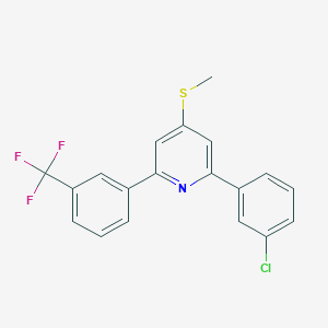 molecular formula C19H13ClF3NS B134221 2-(3-Chlorophenyl)-4-methylsulfanyl-6-[3-(trifluoromethyl)phenyl]pyridine CAS No. 144320-18-3