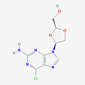 molecular formula C9H10ClN5O3 B134222 4-(2-Amino-6-chloro-9H-purin-9-yl)-1,3-dioxolane-2-methanol CAS No. 145514-00-7