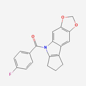molecular formula C19H14FNO3 B13422289 Cyclopenta(b)-1,3-dioxolo(4,5-f)indole, 5,6,7,8-tetrahydro-5-(p-fluorobenzoyl)- CAS No. 50332-12-2