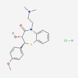 molecular formula C20H25ClN2O3S B13422407 1,5-Benzothiazepin-4(5H)-one, 2,3-dihydro-5-(2-(dimethylamino)ethyl)-3-hydroxy-2-(p-methoxyphenyl)-, monohydrochloride, (Z)- CAS No. 40601-99-8