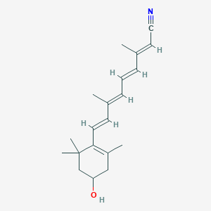 molecular formula C20H27NO B13422441 9-(4-Hydroxy-2,6,6-trimethyl-1-cyclohexen-1-yl)-3,7-dimethyl-2,4,6,8-nonatetraenenitrile 