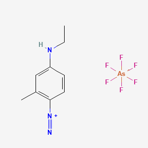 molecular formula C9H12AsF6N3 B13422503 Benzenediazonium, 4-(ethylamino)-2-methyl-, hexafluoroarsenate(1-) CAS No. 63217-32-3