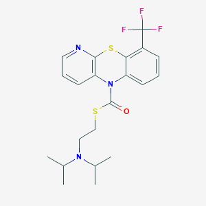 molecular formula C21H24F3N3OS2 B13422586 10H-Pyrido(3,2-b)(1,4)benzothiazine-10-carbothioic acid, 8-(trifluoromethyl)-, S-(2-(diisopropylamino)ethyl) ester CAS No. 35806-02-1