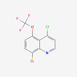 molecular formula C10H4BrClF3NO B13422640 8-Bromo-4-chloro-5-(trifluoromethoxy)quinoline 