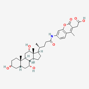 molecular formula C36H49NO8 B13423023 Cholic Acid AMCA Blue Amide 