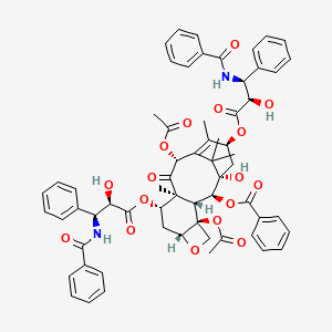 molecular formula C63H64N2O17 B13423057 [(1S,2S,3R,4S,7R,9S,10S,12R,15S)-4,12-diacetyloxy-9,15-bis[[(2R,3S)-3-benzamido-2-hydroxy-3-phenylpropanoyl]oxy]-1-hydroxy-10,14,17,17-tetramethyl-11-oxo-6-oxatetracyclo[11.3.1.03,10.04,7]heptadec-13-en-2-yl] benzoate CAS No. 376629-82-2