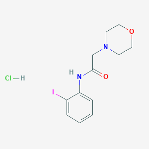 molecular formula C12H16ClIN2O2 B134232 4-Morpholineacetamide, N-(2-iodophenyl)-, monohydrochloride CAS No. 143579-18-4