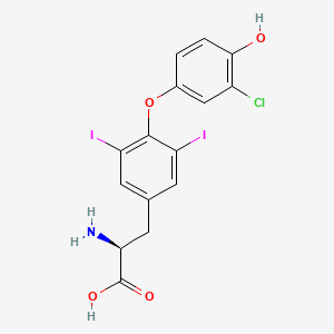 molecular formula C15H12ClI2NO4 B13423424 L-Tyrosine, O-(3-chloro-4-hydroxyphenyl)-3,5-diiodo- 