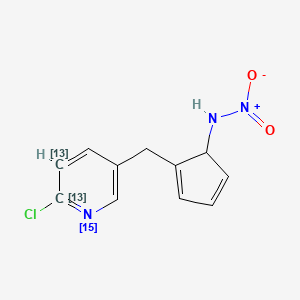 molecular formula C11H10ClN3O2 B13423478 N-[2-[(6-chloro(5,6-13C2,115N)pyridin-3-yl)methyl]cyclopenta-2,4-dien-1-yl]nitramide 