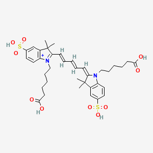 molecular formula C37H47N2O10S2+ B13423929 Sulfo-Bis-(N,N'-carboxylic acid)-Cy5 
