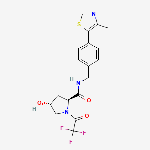 molecular formula C18H18F3N3O3S B13424069 (2S,4R)-4-hydroxy-N-[[4-(4-methyl-1,3-thiazol-5-yl)phenyl]methyl]-1-(2,2,2-trifluoroacetyl)pyrrolidine-2-carboxamide 