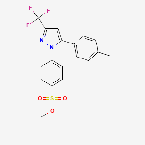 molecular formula C19H17F3N2O3S B13424095 Ethyl 4-[5-(4-methylphenyl)-3-(trifluoromethyl)pyrazol-1-yl]benzenesulfonate 