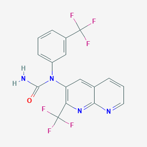 molecular formula C17H10F6N4O B13424120 N-[2-(Trifluoromethyl)-1,8-naphthyridin-3-yl]-N-[3-(trifluoromethyl)phenyl]urea CAS No. 388565-53-5