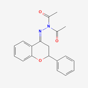 molecular formula C19H18N2O3 B13424428 N-acetyl-N-[(2-phenyl-2,3-dihydrochromen-4-ylidene)amino]acetamide CAS No. 4924-22-5