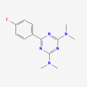 molecular formula C13H16FN5 B13424530 s-Triazine, 2,4-bis(dimethylamino)-6-(p-fluorophenyl)- CAS No. 43027-27-6