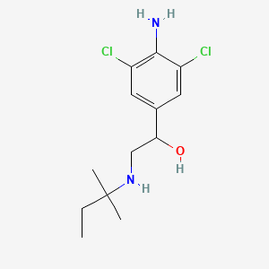 molecular formula C13H20Cl2N2O B13424534 Benzenemethanol, 4-amino-3,5-dichloro-alpha-(((1,1-dimethylpropyl)amino)methyl)- CAS No. 38339-21-8