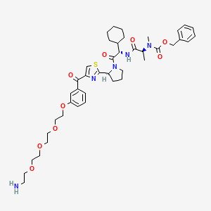 molecular formula C42H57N5O9S B13424567 benzyl N-[(2S)-1-[[(1S)-2-[(2S)-2-[4-[3-[2-[2-[2-(2-aminoethoxy)ethoxy]ethoxy]ethoxy]benzoyl]-1,3-thiazol-2-yl]pyrrolidin-1-yl]-1-cyclohexyl-2-oxoethyl]amino]-1-oxopropan-2-yl]-N-methylcarbamate 