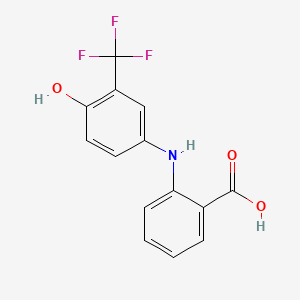 molecular formula C14H10F3NO3 B13424574 Benzoic acid, 2-((4-hydroxy-3-(trifluoromethyl)phenyl)amino)- CAS No. 39062-72-1