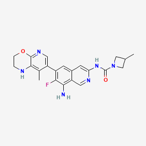 molecular formula C22H23FN6O2 B13425360 N-[8-Amino-6-(2,3-dihydro-8-methyl-1H-pyrido[2,3-b][1,4]oxazin-7-yl)-7-fluoro-3-isoquinolinyl]-3-methyl-1-azetidinecarboxamide 