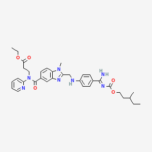 molecular formula C34H41N7O5 B13425437 ethyl 3-[[1-methyl-2-[[4-[(Z)-N'-(3-methylpentoxycarbonyl)carbamimidoyl]anilino]methyl]benzimidazole-5-carbonyl]-pyridin-2-ylamino]propanoate 