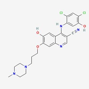 molecular formula C24H25Cl2N5O3 B13425527 5,6-Dihydroxy-Des(dimethoxy) Bosutinib CAS No. 2468737-94-0