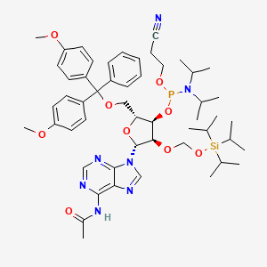 molecular formula C52H72N7O9PSi B13425539 N-[9-[(2R,3R,4R,5R)-5-[[bis(4-methoxyphenyl)-phenylmethoxy]methyl]-4-[2-cyanoethoxy-[di(propan-2-yl)amino]phosphanyl]oxy-3-[tri(propan-2-yl)silyloxymethoxy]oxolan-2-yl]purin-6-yl]acetamide 