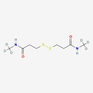 molecular formula C8H16N2O2S2 B13425694 3,3'-Dithiobis[N-(methyl-d3)propanamide] 