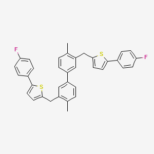 molecular formula C36H28F2S2 B13426037 5,5'-((4,4'-Dimethyl-[1,1'-biphenyl]-3,3'-diyl)bis(methylene))bis(2-(4-fluorophenyl)thiophene) 
