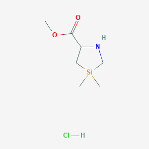 molecular formula C7H16ClNO2Si B13426269 Methyl3,3-dimethyl-1,3-azasilolidine-5-carboxylatehydrochloride 