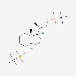 molecular formula C25H52O2Si2 B13426435 1H-Indene, 4-[[(1,1-dimethylethyl)dimethylsilyl]oxy]-1-[(1S)-2-[[(1,1-dimethylethyl)dimethylsilyl]oxy]-1-methylethyl]octahydro-7a-methyl-, (1R,3aR,7aR)- 