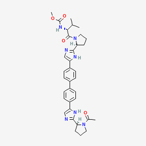 molecular formula C35H41N7O4 B13426508 N-[(1S)-1-[[(2S)-2-[5-[4'-[2-[(2S)-1-Acetyl-2-pyrrolidinyl]-1H-imidazol-5-yl][1,1'-biphenyl]-4-yl]-1H-imidazol-2-yl]-1-pyrrolidinyl]carbonyl]-2-methylpropyl]-, methyl ester carbamic acid 