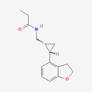 molecular formula C15H19NO2 B13426821 N-[[(1R,2S)-2-(2,3-Dihydro-4-benzofuranyl)cyclopropyl]methyl]-rel-propanamide 